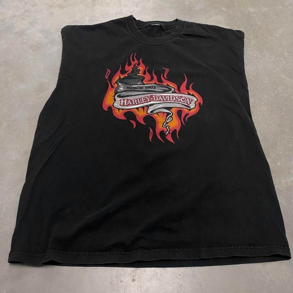 Vintage 90s y2k Harley Davidson black sleeveless shirt oversized baggy skater